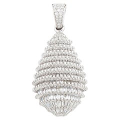 1.81 Ct Tapered Baguette Diamond Cluster Cocktail Pendant Necklace in 18K Gold