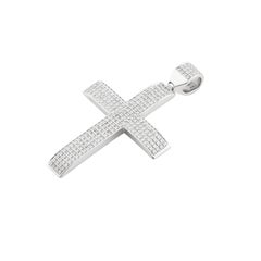 18K Gold 0.99 Carat Pave Diamond Cross Pendant Bold Statement Religious Jewelry