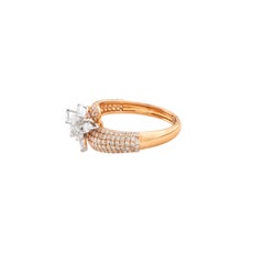 Bague moderne à motif floral avec diamant en forme de poire « marquise » de 1,35 carat, en or rose 18 carats, avec monture « bypass »