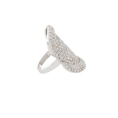 3.95 Carat Pave Diamond Cocktail Ring 18K Gold Domed Oval, Contemporary Style