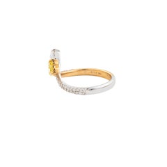1.18 Carat Yellow Heart Diamond Toi et Moi Ring 18K Two Tone Gold Bypass Shank