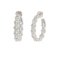 Contemporary Marquise Diamond Inside Out Hoop Cluster Earrings in 18K White Gold