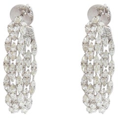 Contemporary Marquise Diamond Inside Out Hoop Cluster Earrings in 18K White Gold