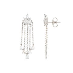 Contemporary Rose Cut Diamond Chandelier Earrings Marquise Pear Fringe 18K Gold