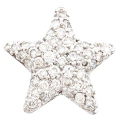 Dainty Celestial Domed Star Pavé 0.30 Carat Diamond Pendant Charm 18K White Gold