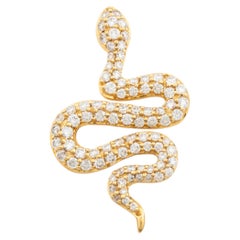 Modern Serpent Snake Pavé Diamond Pendant Charm Animal Motif in 18K Yellow Gold