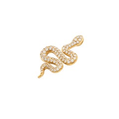 Modern Serpent Snake Pavé Diamond Pendant Charm Animal Motif in 18K Yellow Gold