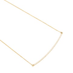 Contemporary Minimalist Curved Diamond Bar Pendant Necklace in 18k Yellow Gold