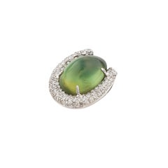 Classic Tourmaline Cabochon Diamond Pave Set Horseshoe 18k Gold Cocktail Pendant