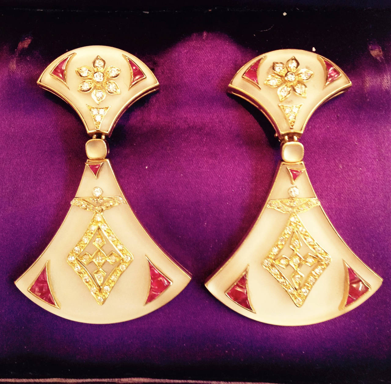 Bulgari Rock Crystal Ruby Diamond Gold Earrings 1