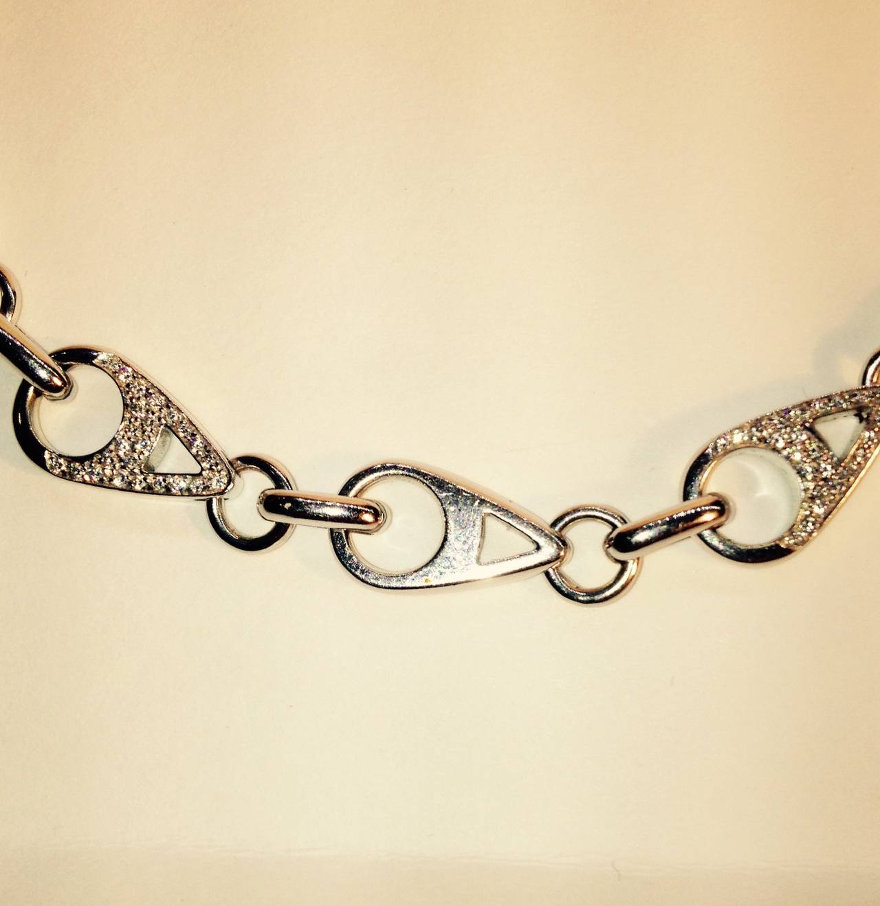 Women's 1980s Asprey Diamond Gold Heavy Teardrop Shaped Link Chain