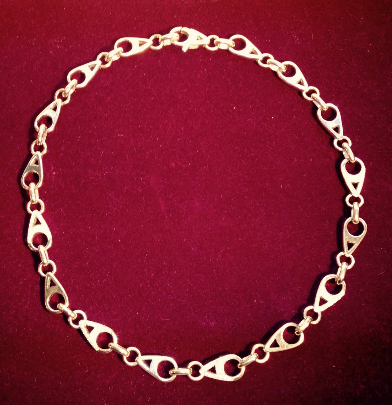 18KT White Gold And Diamond 1980's, Heavy Teardrop Shaped Link Chain Necklace, Designed By Asprey, Made In England, Total Diamond Weight Is Approximately 1.50 Cts. Of Very High Quality, Full Cut Diamonds, Featuring An Easy Lobster Claw Closure.