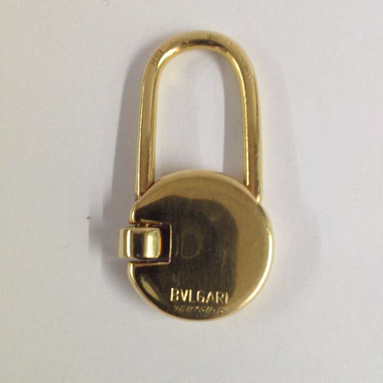 18kt yellow gold Padlock Charm Used To Hang From A chain Or Bracelet Very Unusual Made By Bulgari may be used as a keychain