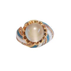 1920
s ART DECO Moonstone Blue And White enamel Diamond Ring