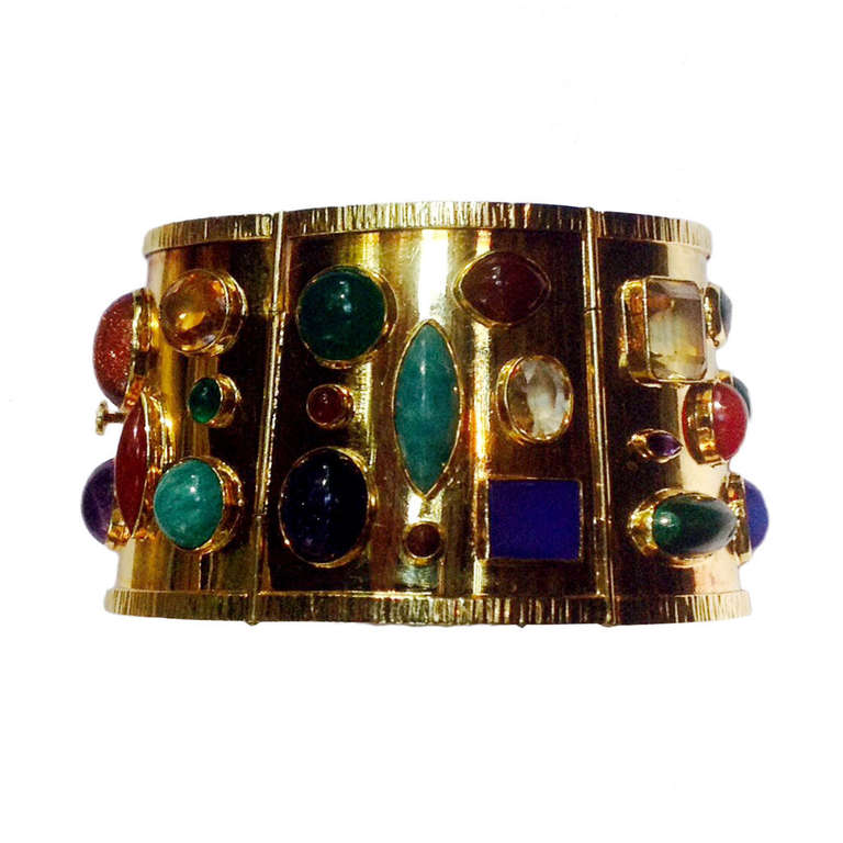 SANZ Multi Colored Gem Gold Bracelet