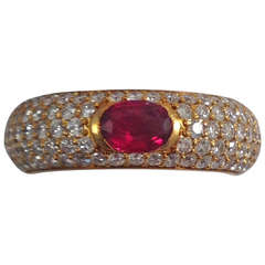 1980's H.Stern Gold, Ruby And Diamond Encrusted Rounded Effect Band.