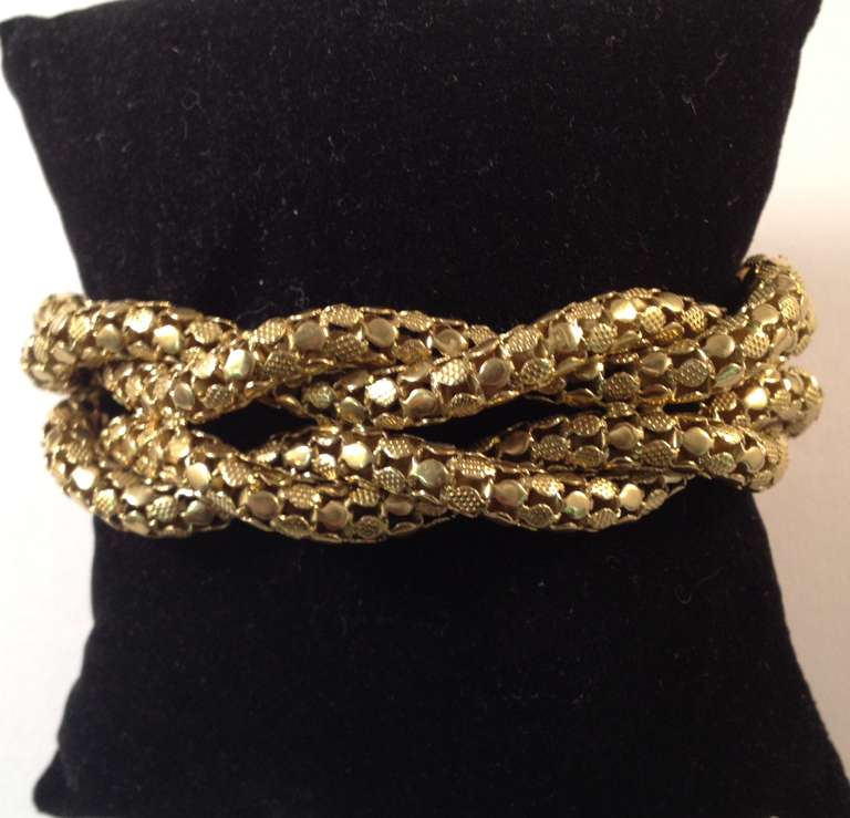 Tiffany & Co. Double Row Intertwined Cobra Link Textured Gold Bracelet 3