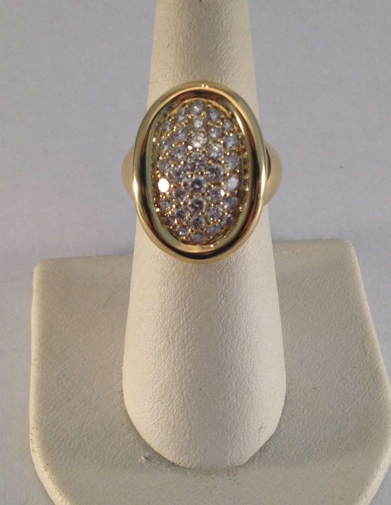 Cartier Paris Oval Shaped Diamond Gold Signet Ring