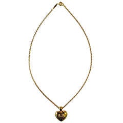 Hermes Paris Diamond Gold Heart Pendant