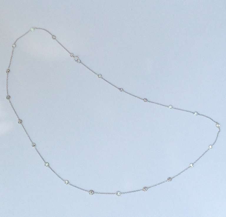 Women's 1950s Platinum Diamond by The Yard Bezel Set Chain Necklace