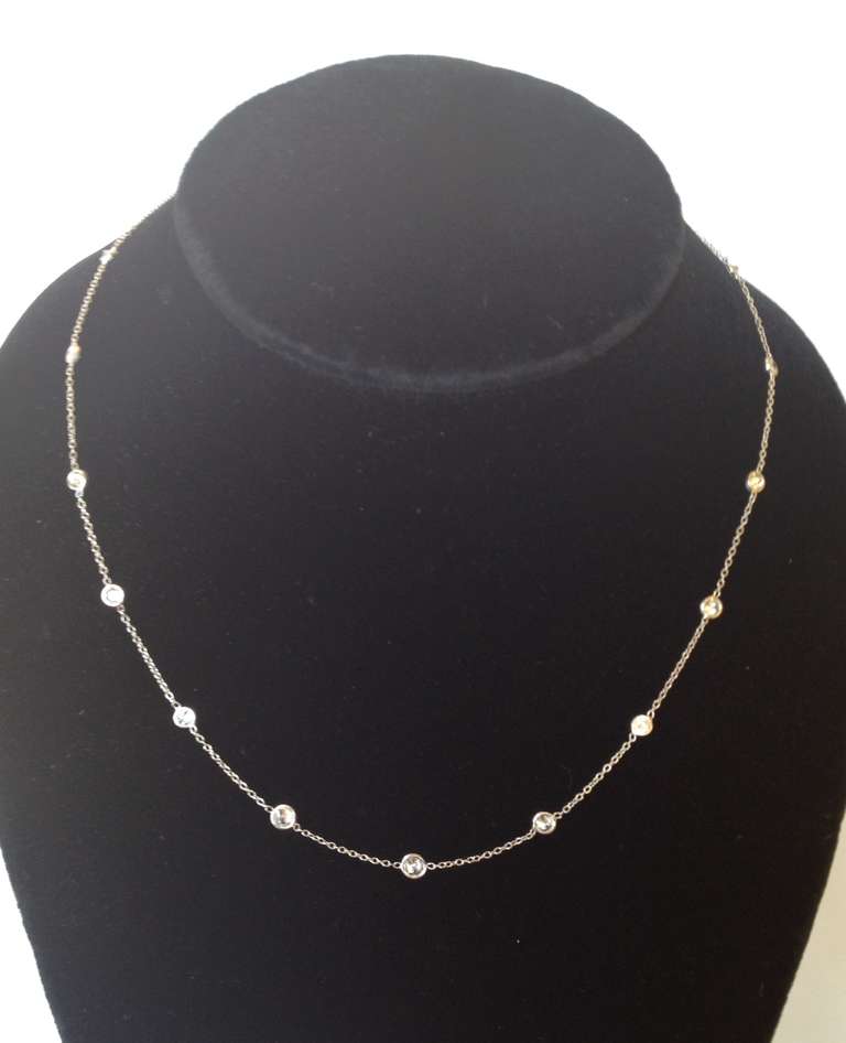 1950s Platinum Diamond by The Yard Bezel Set Chain Necklace 1