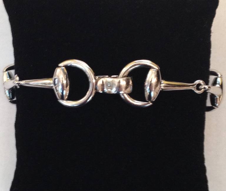 White Gold Open Link Horsebit Flexible Unisex Link Bracelet 3