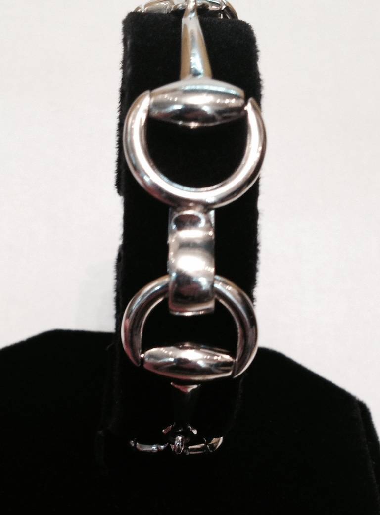 White Gold Open Link Horsebit Flexible Unisex Link Bracelet 2