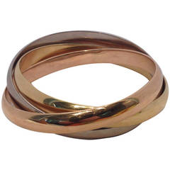 Cartier White Pink and Yellow Gold Extra Wide Rolling Bangles