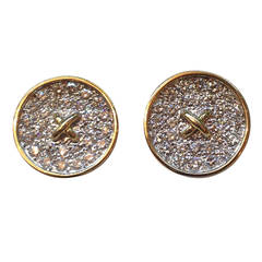 Tiffany & Co. Diamond Gold Delicate and Delightful Button Earclips