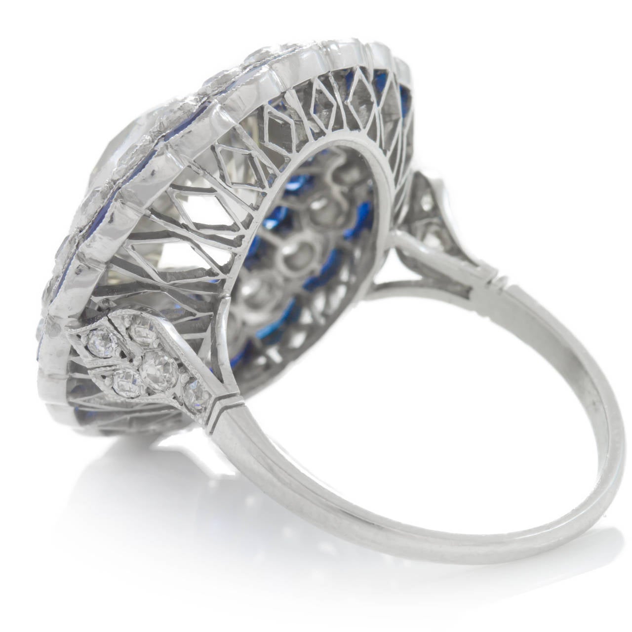 Women's 5.87 Carat European Cut Diamond Platinum Cocktail Ring For Sale