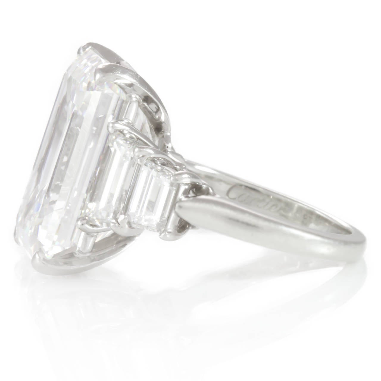 Women's Cartier  11.92 Emerald Cut Diamond Ring For Sale