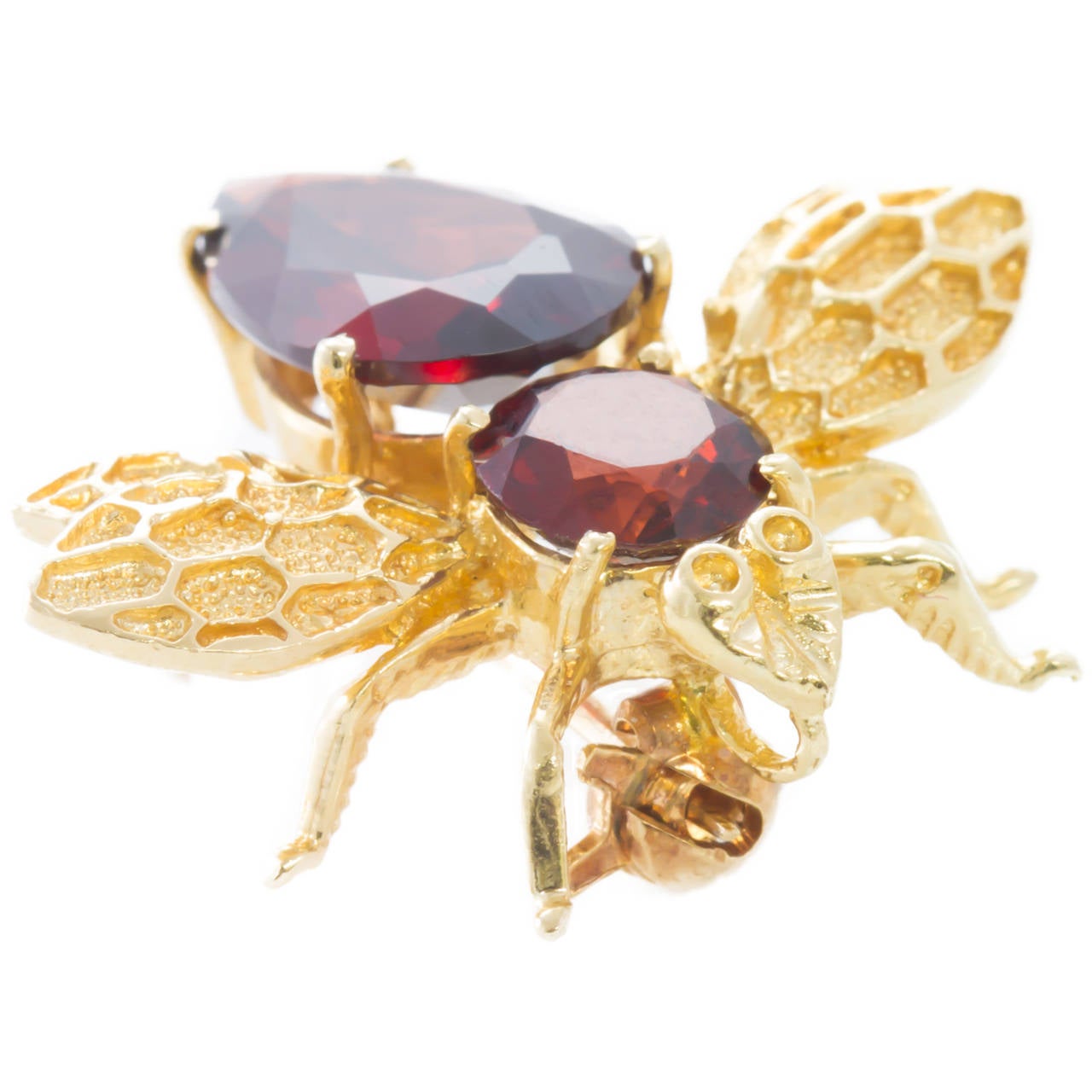 Garnet Gold Wasp Brooch