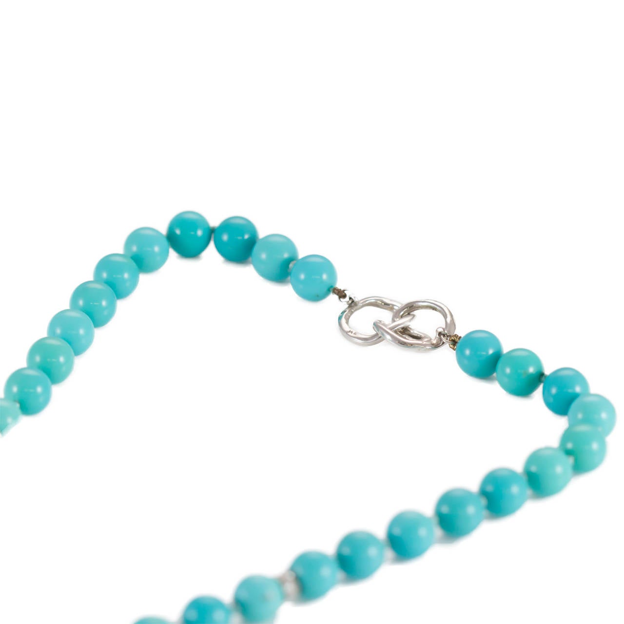 Women's Turquoise Diamond Gold Beaded Necklace For Sale