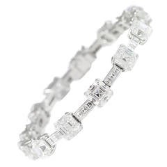 28.69 Carat Asscher GIA Cert Diamond Platinum Bracelet