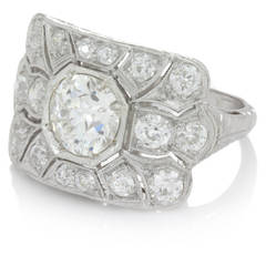Art Deco 2.60 Carat  Diamond Platinum Ring