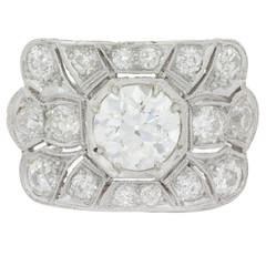 Art Deco 2.60 Carat  Diamond Platinum Ring