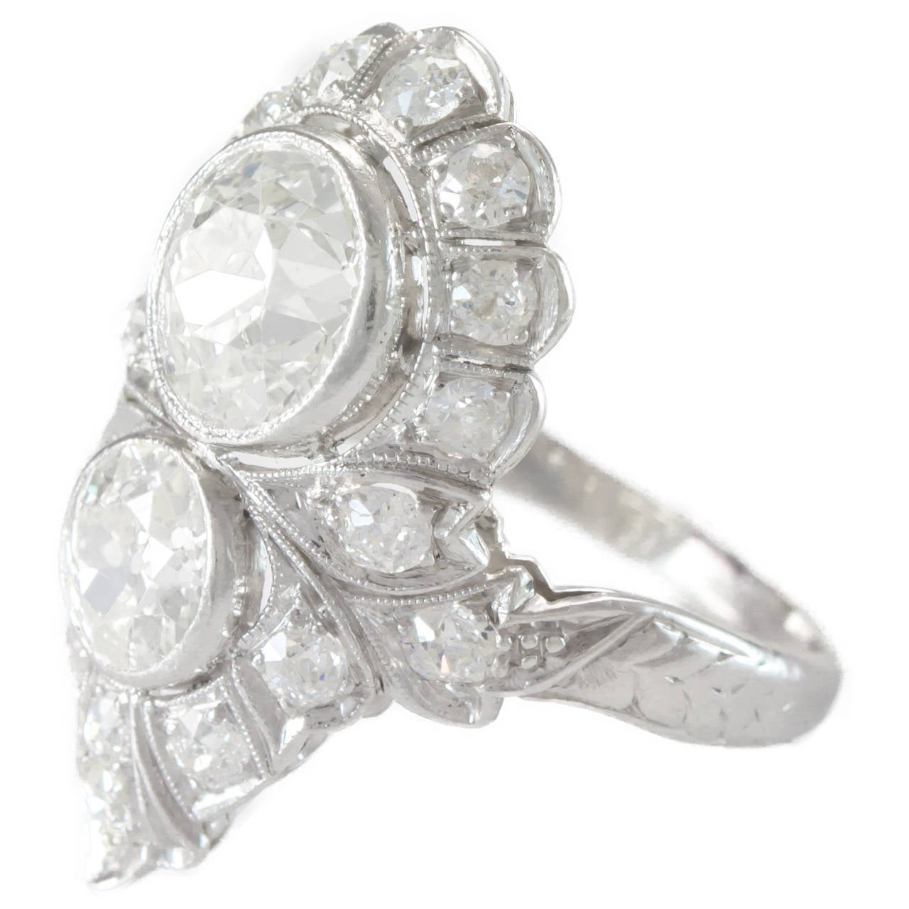 3.90 Carat Art Deco Diamond Platinum Dinner Ring In Excellent Condition For Sale In Jacksonville, FL