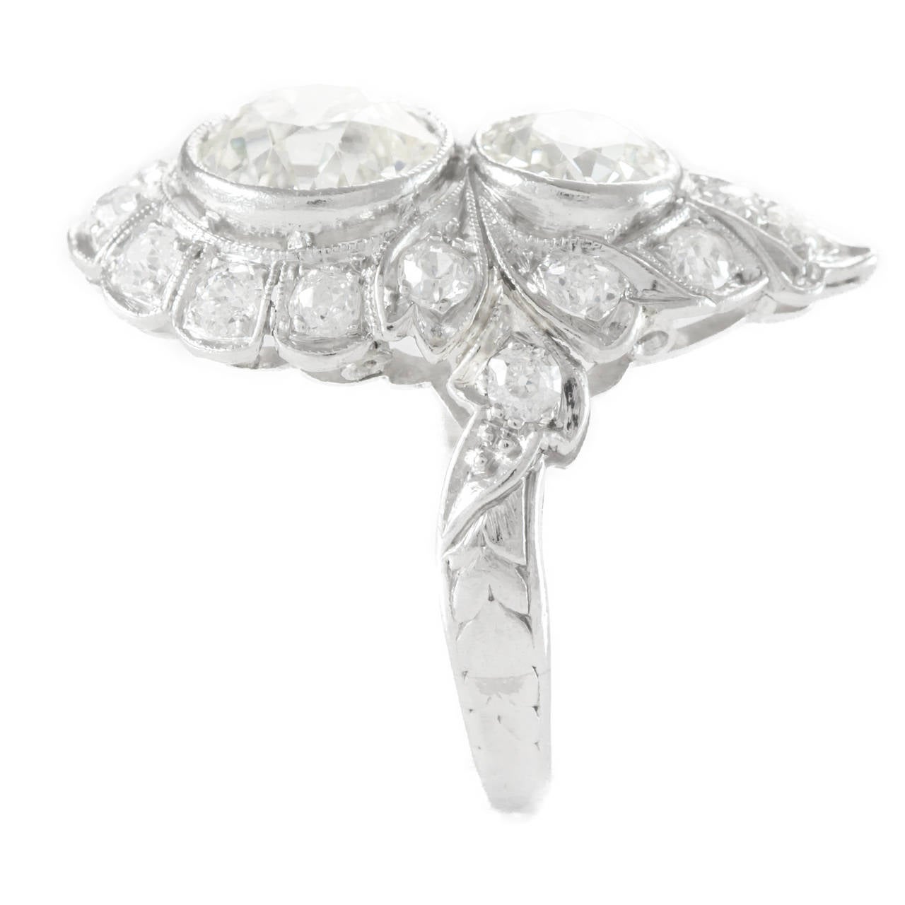 Women's 3.90 Carat Art Deco Diamond Platinum Dinner Ring For Sale