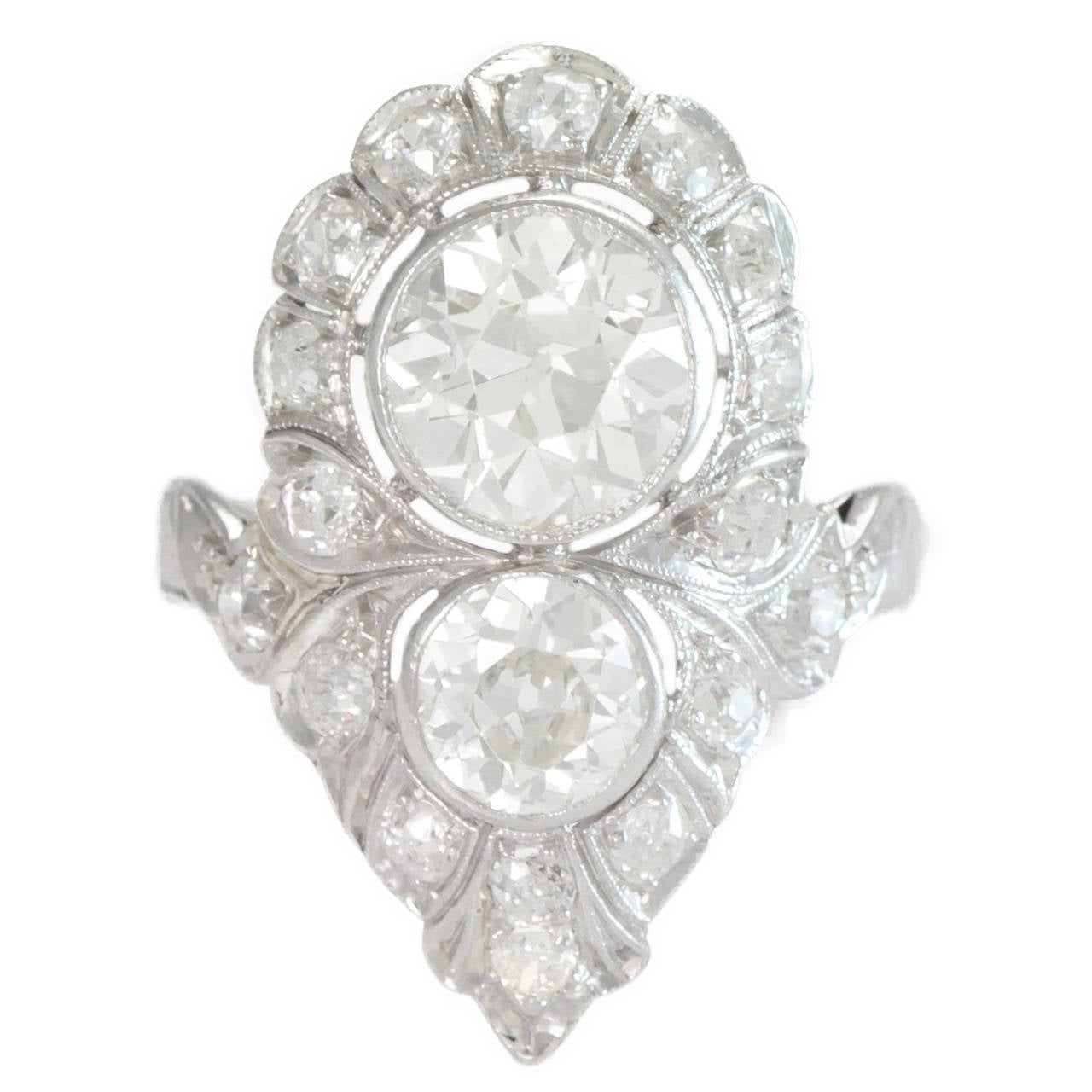 3.90 Carat Art Deco Diamond Platinum Dinner Ring For Sale