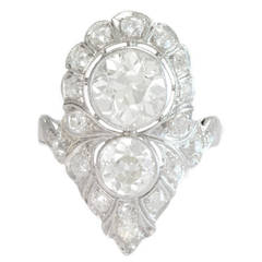 3.90 Carat Art Deco Diamond Platinum Dinner Ring
