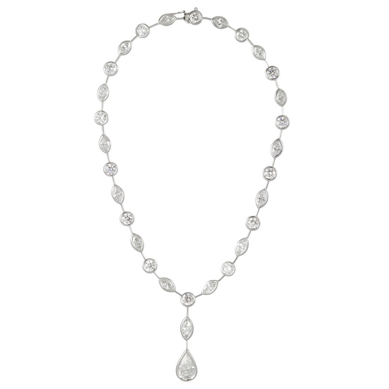 35.81 Carats Diamond Platinum Drop Necklace For Sale
