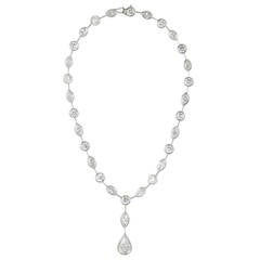 35.81 Carats Diamond Platinum Drop Necklace