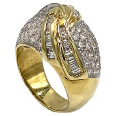 Bague Vintage 18k bicolore Pavé Diamant Dome
