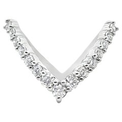 V Shaped Ring in 18K White Gold with 0.58 Carats Round Diamonds