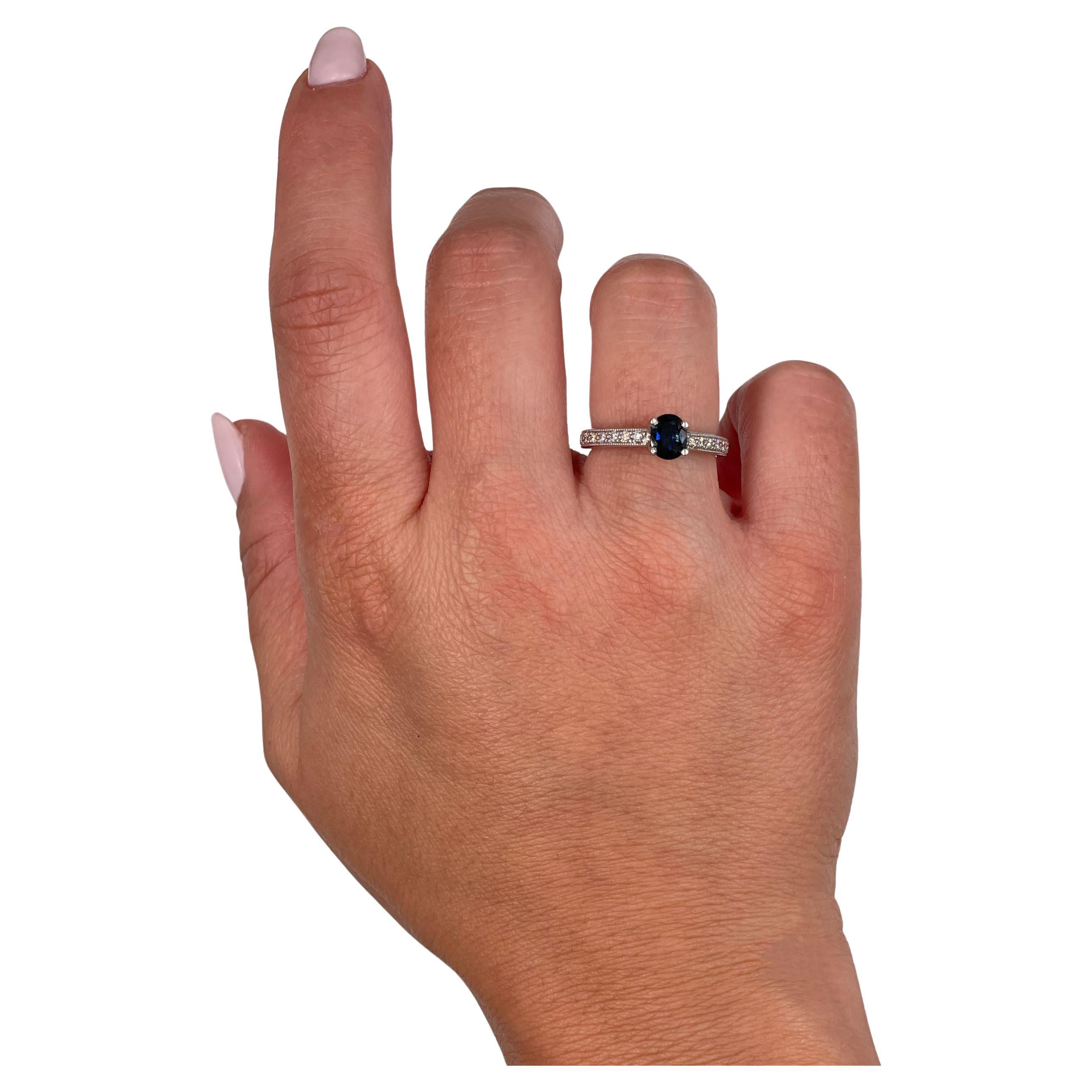 Platinum Scott Kay Ring with Oval 0.72 Ct Sapphire and 0.48 Ct Round Diamonds For Sale