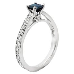 Platinum Scott Kay Ring with Oval 0.72 Ct Sapphire and 0.48 Ct Round Diamonds
