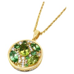 Allison Kaufman - Collier circulaire en or jaune 14K avec diamants, tsavorite et péridot