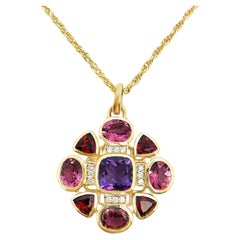 Allison Kaufman - Collana geometrica con pietre semipreziose e diamanti in oro giallo 14 carati
