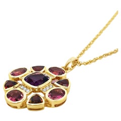 Allison Kaufman 14K Yellow Gold Semi Precious Stone 
Diamond Geometric Necklace