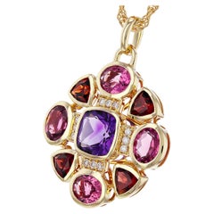 Allison Kaufman 14K Yellow Gold Semi Precious Stone & Diamond Geometric Necklace